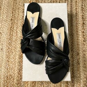 Jimmy Choo Lela Flat Black Sandals, size 38
